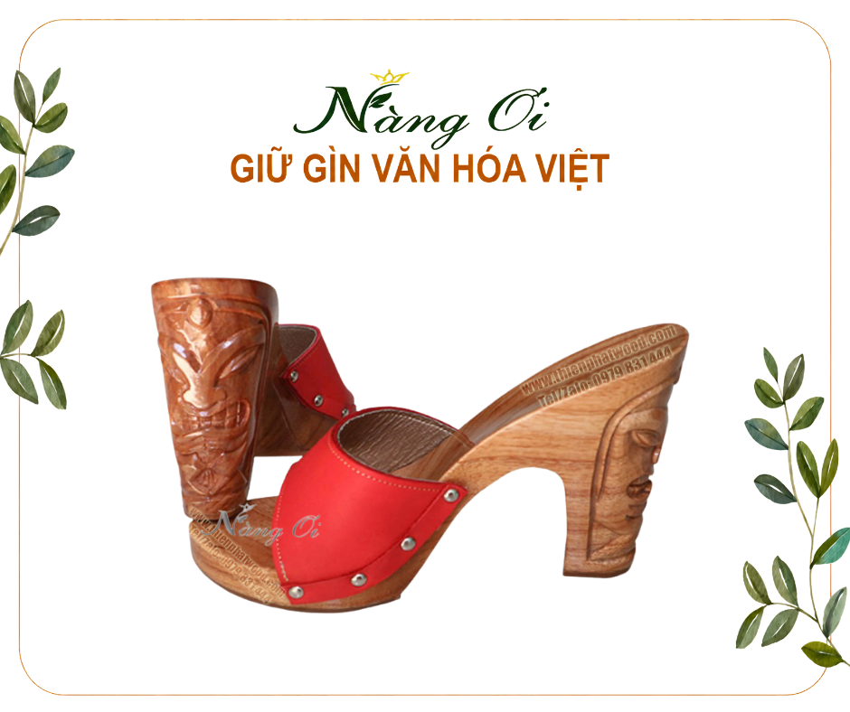 quai guốc gỗ được làm từ da thật 100%